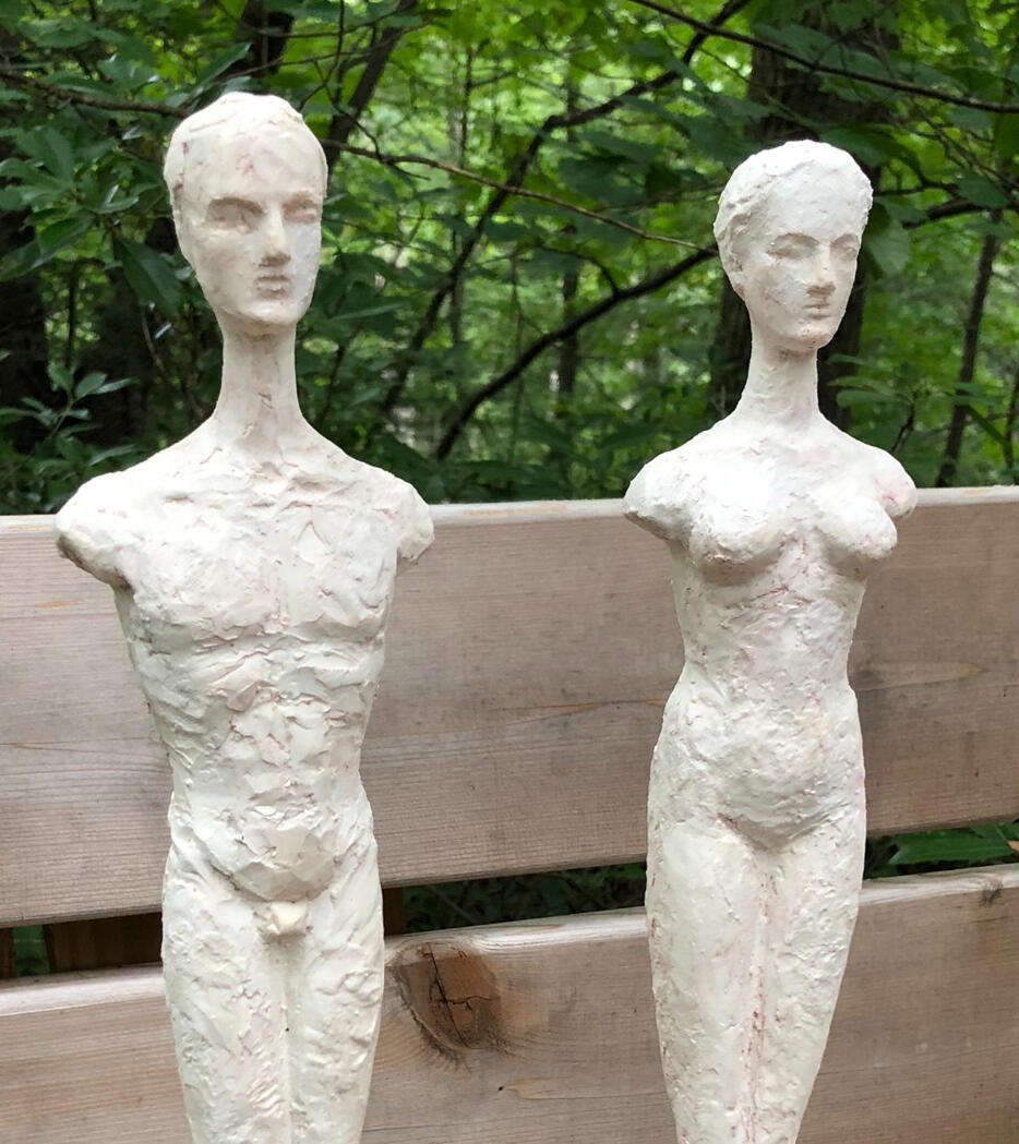 Pair of figures for bronze casting, custom made interior decoration