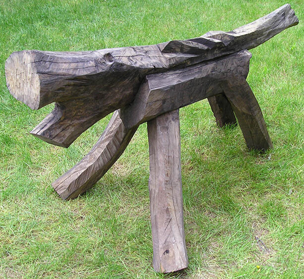 Barking dog sculpture